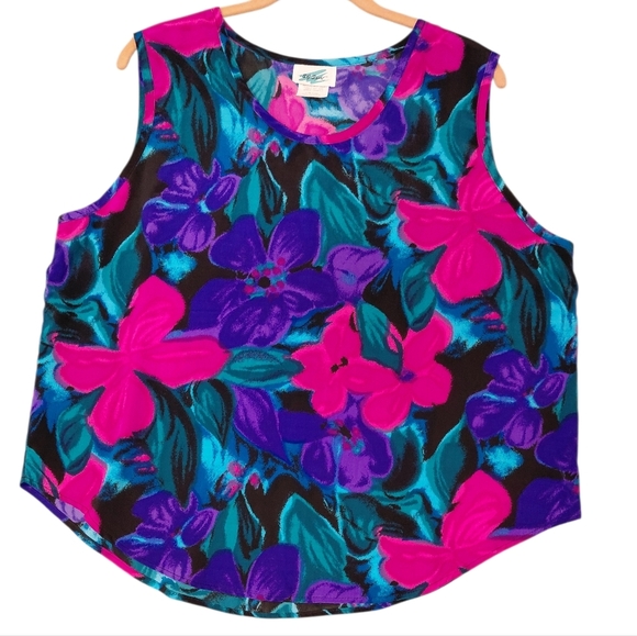 SG Sport Tops - S.G. Sport Floral Tank Top - Pink, Purple, and Blue